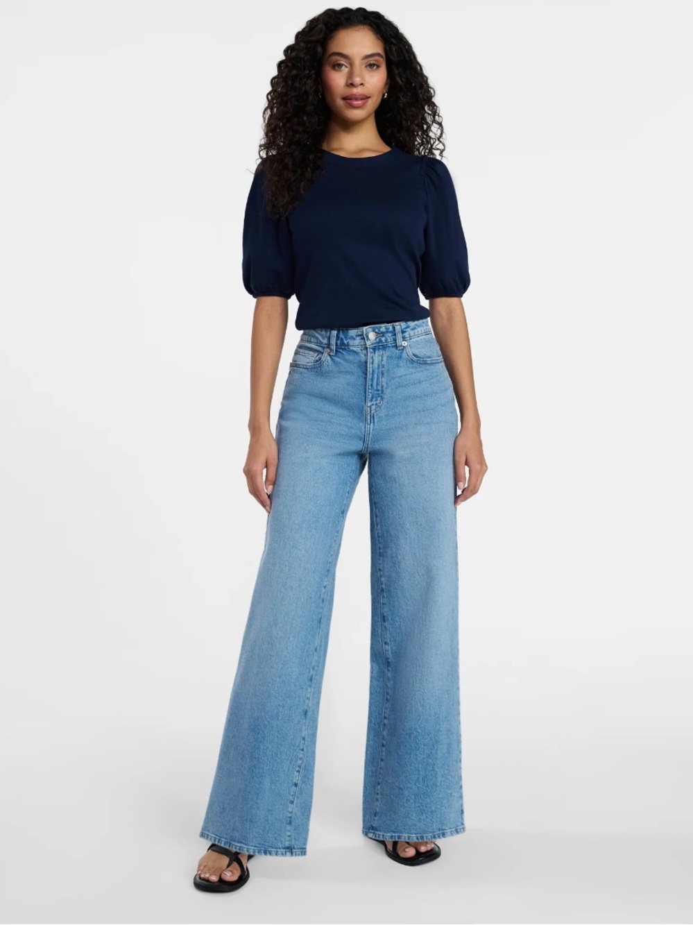 Time and Tru Women's Wide Leg Jeans - Picture 2 of 5